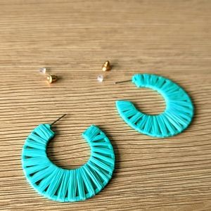 Francesca's Earrings Straw Woven Hoops